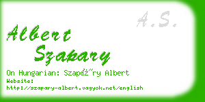 albert szapary business card